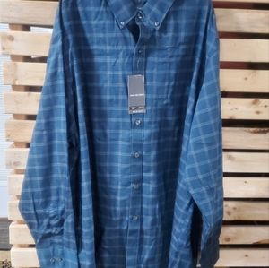 Van Heusen Mens long sleeve button up turquoise plaid shirt 2xl Big and Tall